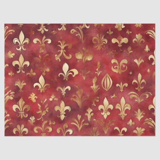 水彩クリスマスレッド金ゴールドフローラ 薄葉紙 (正面)