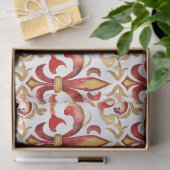 水彩クリスマスレッド金ゴールドフローラ 薄葉紙 (ギフト)