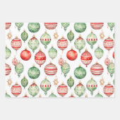 水彩クリスマスレトロオーナメント ラッピングペーパーシート (正面3)