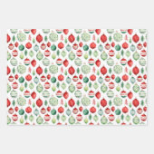 水彩クリスマスレトロオーナメント ラッピングペーパーシート (正面)