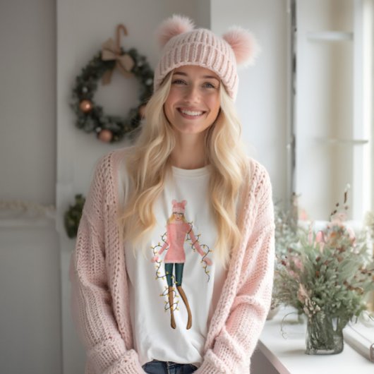 水彩クリスマスロヴィンの女包まれたの子の光 Tシャツ