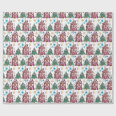 水彩クリスマスワンダーランドパターン ラッピングペーパー (フラット)