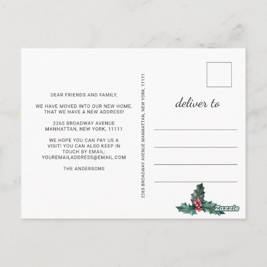 水彩クリスマス冬の動く発表 ポストカード (裏面)