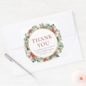 水彩クリスマス冬赤金ブライダルシャワー スクエアシール (封筒)