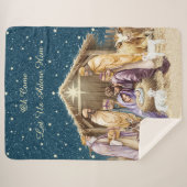 水彩クリスマス出生 シェルパブランケット (正面(横))