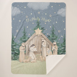 水彩クリスマス出生 シェルパブランケット