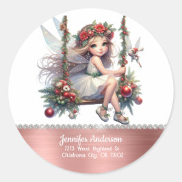 水彩クリスマス妖精 ラウンドシール