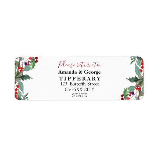 水彩クリスマス差出人住所ラベル ラベル (正面)