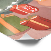 水彩クリスマス暖炉 ポスター (コーナー)