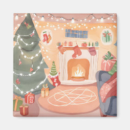 水彩クリスマス暖炉 マグネット