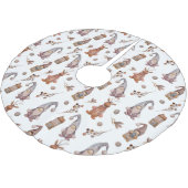 水彩クリスマス格言とトナカイ模様 ブラッシュドポリエステルツリースカート (アングル)