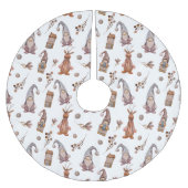 水彩クリスマス格言とトナカイ模様 ブラッシュドポリエステルツリースカート (正面)