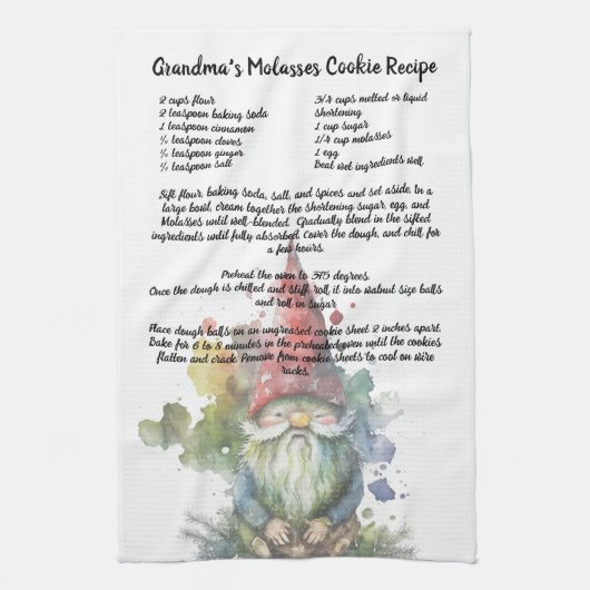 水彩クリスマス格言ファミリーレシピ記念 キッチンタオル (縦)