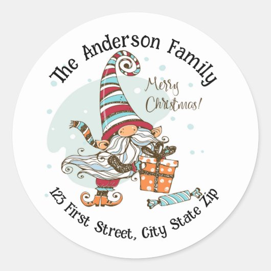 水彩クリスマス格言ベアリングギフト ラウンドシール (正面)