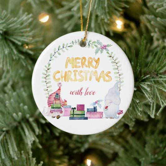 水彩クリスマス格言 セラミックオーナメント (ツリー)