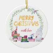 水彩クリスマス格言 セラミックオーナメント (正面)