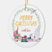 水彩クリスマス格言 セラミックオーナメント (左)