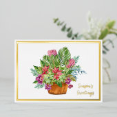 水彩クリスマス植物学的な花束の空白のホリデーカード 箔シーズンカード (立ち正面)