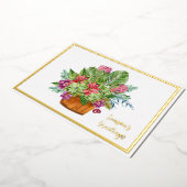 水彩クリスマス植物学的な花束の空白のホリデーカード 箔シーズンカード (回転した状態)