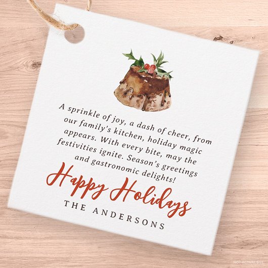 水彩クリスマス焼いたトリートファミリーギフト フェイバータグ