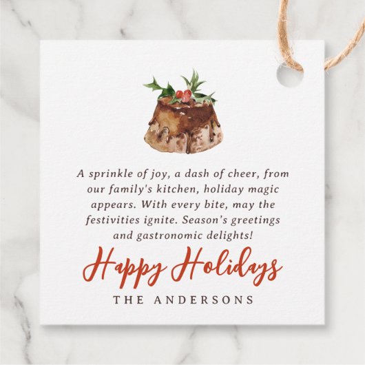 水彩クリスマス焼いたトリートファミリーギフト フェイバータグ (裏面)