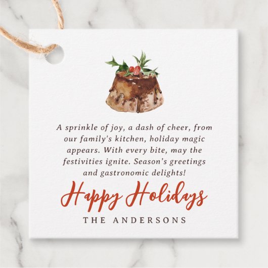 水彩クリスマス焼いたトリートファミリーギフト フェイバータグ (正面)
