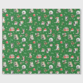 水彩クリスマス猫ウィミカル ラッピングペーパー (フラット)