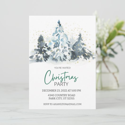 水彩クリスマス素朴パーティー鹿林 招待状 (スタンド正面)