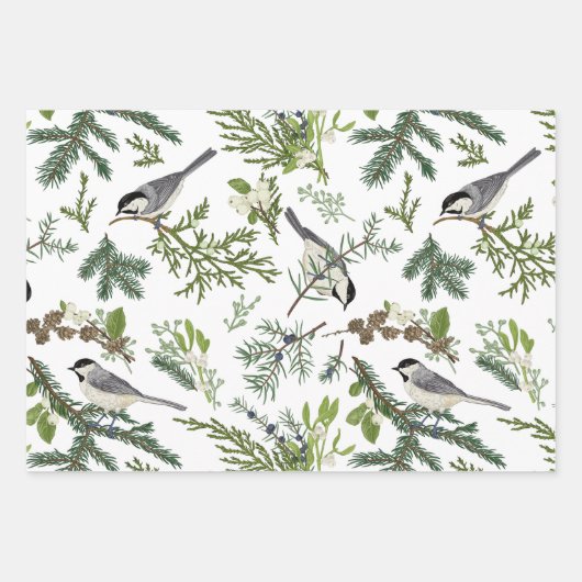 水彩クリスマス自然森イラストレーション ラッピングペーパーシート (正面)