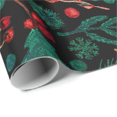 水彩クリスマス花柄ラッピング紙 ラッピングペーパー (ロールコーナー)