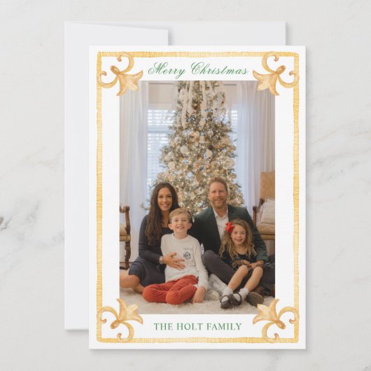 水彩クリスマス金ゴールド大千年記念写真 シーズンカード (正面)