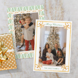 水彩クリスマス金ゴールド大千年記念写真 シーズンカード