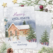 水彩クリスマス雪だるまファミリーシーン シーズンカード