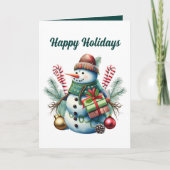 水彩クリスマス雪だるま追加文字 カード (正面)