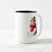 水彩クリスマス雪だるま ツートーンマグカップ (正面右)