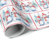 水彩クリスマス雪だるま ラッピングペーパー (ロールコーナー)