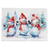 水彩クリスマス雪だるま ラージペーパーバッグ (裏面)