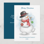 水彩クリスマス雪だるま 招待状 (正面/裏面)