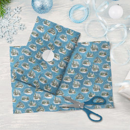 水彩クリスマス雪の森の情景パターン 薄葉紙