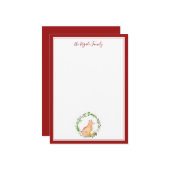 水彩クリスマス　キツネ　パーソナライズステーショナリー ノートカード (正面/裏面インサイチュ)