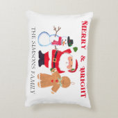 水彩クリスマス サンタ スノーマン アクセントクッション (裏面(縦))