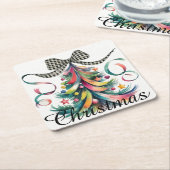 水彩クリスマス スクエアペーパーコースター (アングル)