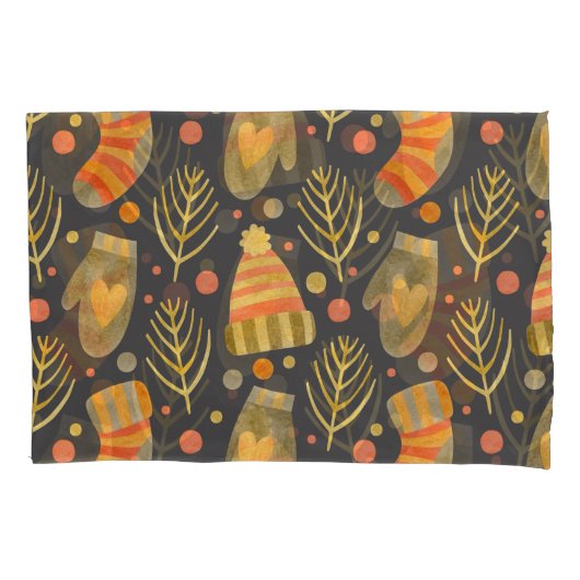 水彩クリスマス：フェスティバルシームレスパターン。 枕カバー (正面)