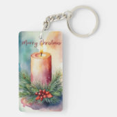 水彩クリスマス フェスティブ キャンドル イラスト キーホルダー (裏面)