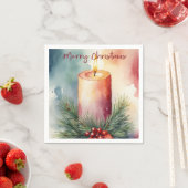 水彩クリスマス フェスティブ キャンドル イラスト スタンダードカクテルナプキン (インサイチュ)