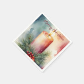 水彩クリスマス フェスティブ キャンドル イラスト スタンダードカクテルナプキン (角)