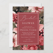 水彩クリスマス フローラル ウィンター ブライダル シャワー 招待状 (正面)