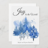 水彩クリスマス ブルー エレガント 歌うねずみ (正面/裏面)