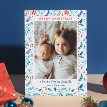 水彩クリスマス ベリー フォト フレーム フラット