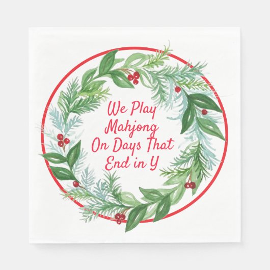 水彩クリスマス マボン ホリデー リーブ  スタンダードランチョンナプキン (正面)